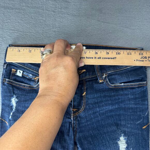 Abercrombie & Fitch A&F Skinny Jeans Distressed Dark Wash Stretch Girls 12 x 23 - Picture 8 of 12